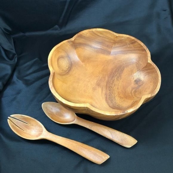 Large Monkey Pod Salad Bowl VTG MCM - Picture 1 of 9